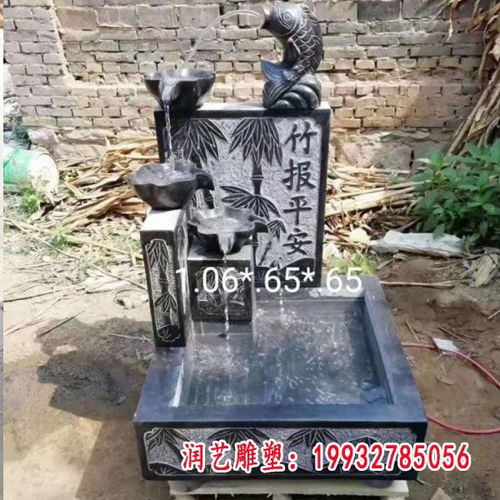 石雕魚噴水流水池雕塑 定制四平漢白玉流水池與假山的藝術(shù)之美